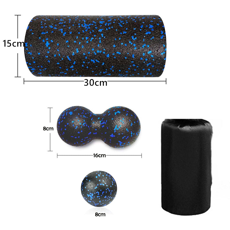Premium EPP Fascia Massage Foam Rollers & Fitness Balls Set for Deep Tissue, Trigger Point Relief, Muscle Recovery, Yoga Column, and Core Strengthening, High-Density Lacrosse Balls for Back, Neck & Leg Soreness