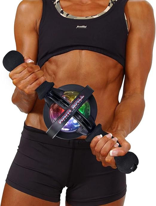 Premium Arm Strength Exerciser – Gyroscope Forearm Trainer with LED Light – Core Trainer for Home Gym Fitness – Powerball Arm Ball with Pull Rope Start, 200KG Resistance