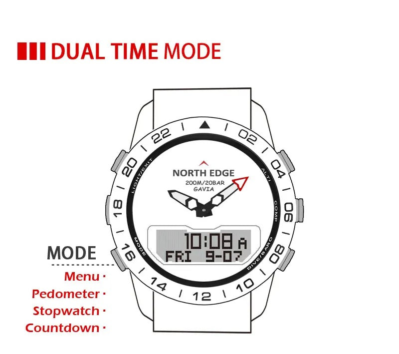 Premium Military Dive Watch for Men – 200M Waterproof, Altimeter, Compass, Barometer, Digital Clock, Thermometer, Pedometer, Stopwatch, Countdown Timer, EL Backlight