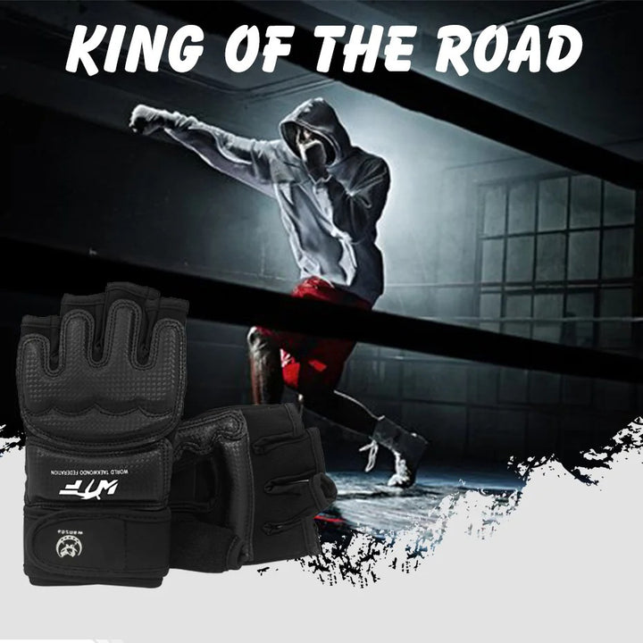 Premium Kickboxing Gloves – High Quality MMA Gloves for Muay Thai & Boxing Training – PU Leather Half Mitts for Fighters – Durable, Lightweight Black Boxing Equipment