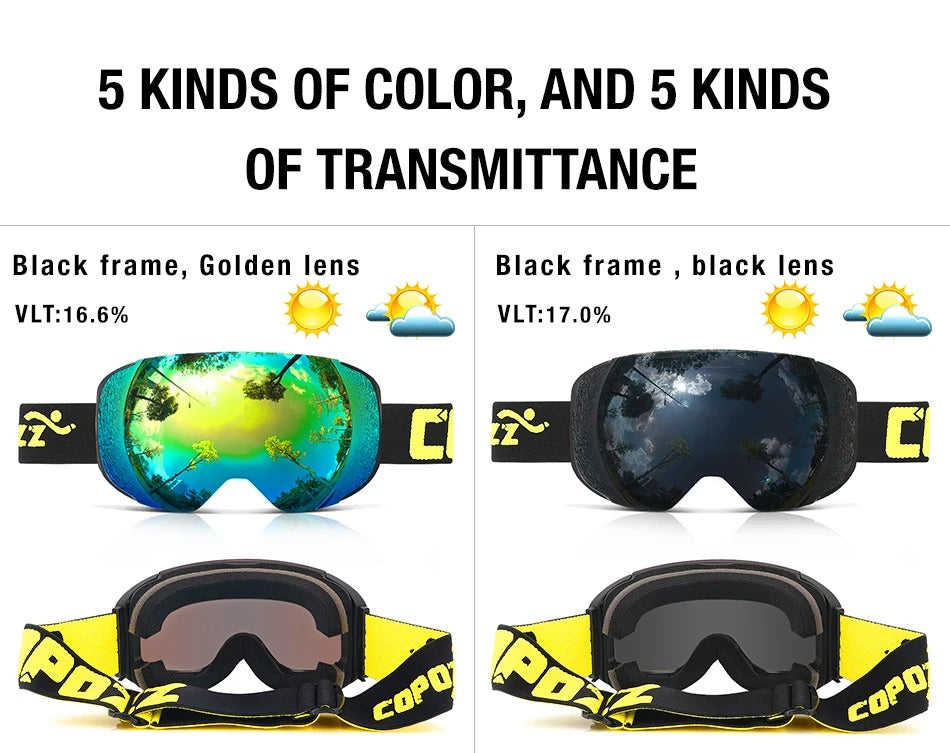 Premium Magnetic Ski Goggles – Quick-Change Lens, UV400 Protection, Anti-Fog, Explosion-Proof, Snowboard Ski Glasses for Men & Women, Includes Case and Yellow Lens