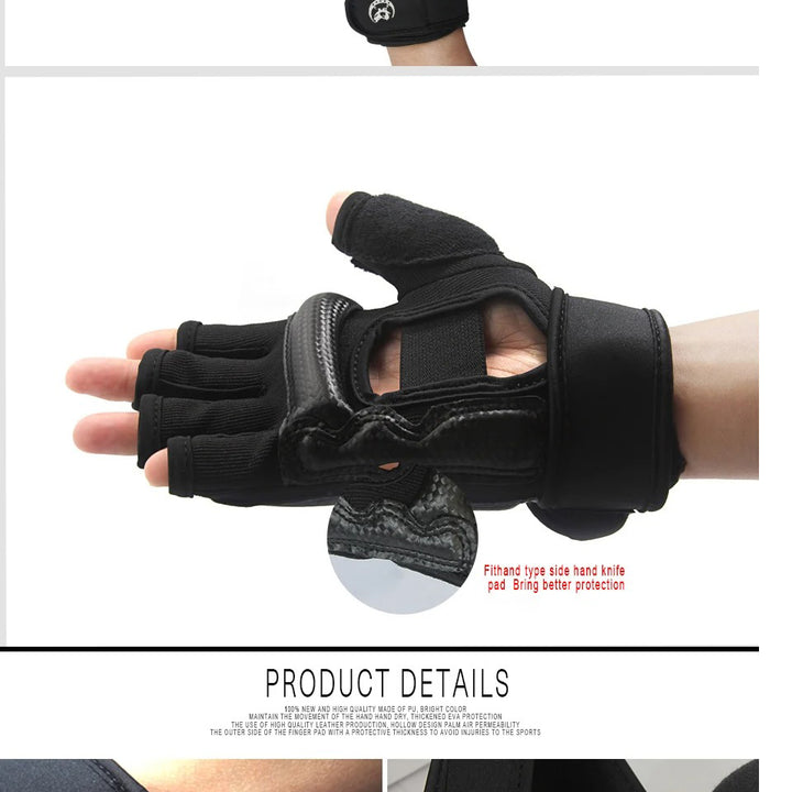 Premium Kickboxing Gloves – High Quality MMA Gloves for Muay Thai & Boxing Training – PU Leather Half Mitts for Fighters – Durable, Lightweight Black Boxing Equipment