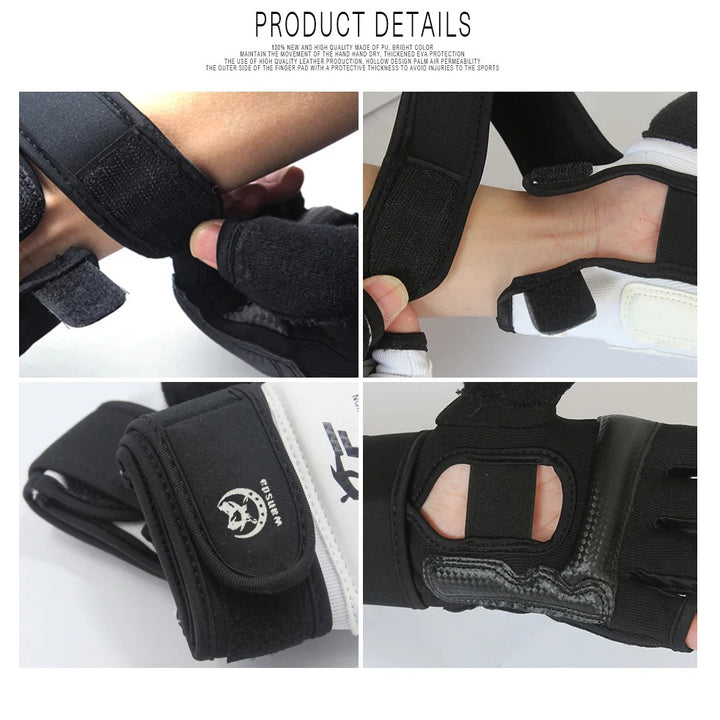 Premium Kickboxing Gloves – High Quality MMA Gloves for Muay Thai & Boxing Training – PU Leather Half Mitts for Fighters – Durable, Lightweight Black Boxing Equipment
