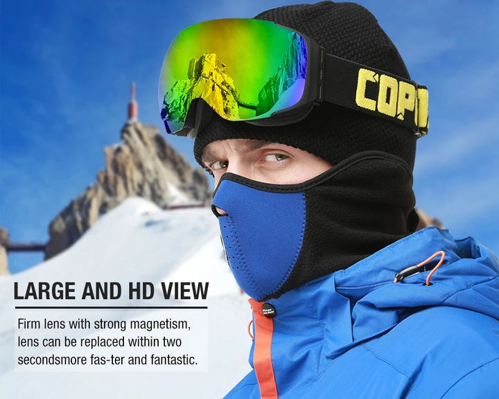 Premium Magnetic Ski Goggles – Quick-Change Lens, UV400 Protection, Anti-Fog, Explosion-Proof, Snowboard Ski Glasses for Men & Women, Includes Case and Yellow Lens