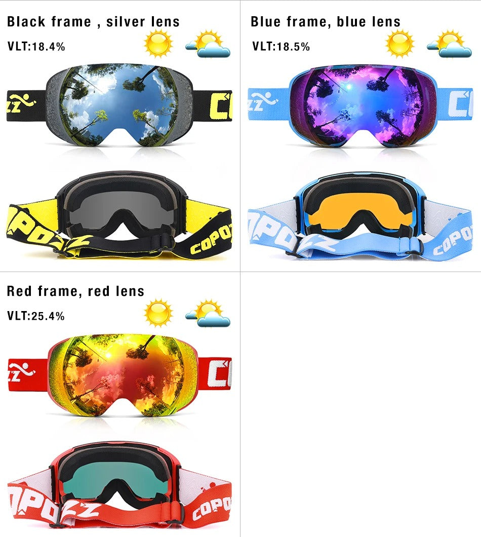 Premium Magnetic Ski Goggles – Quick-Change Lens, UV400 Protection, Anti-Fog, Explosion-Proof, Snowboard Ski Glasses for Men & Women, Includes Case and Yellow Lens