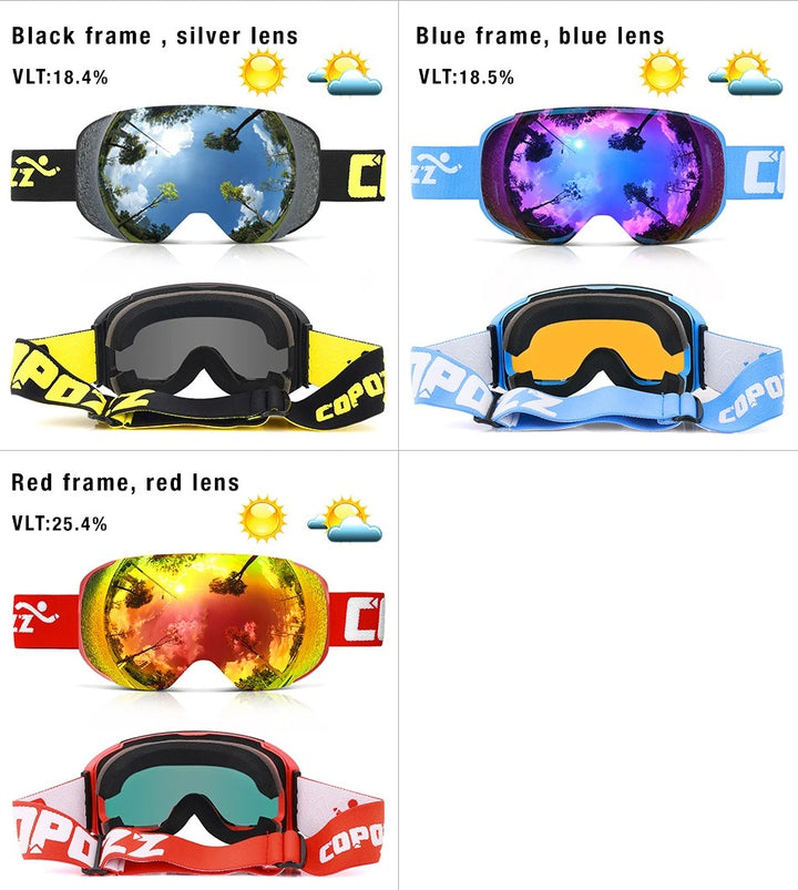 Premium Magnetic Ski Goggles – Quick-Change Lens, UV400 Protection, Anti-Fog, Explosion-Proof, Snowboard Ski Glasses for Men & Women, Includes Case and Yellow Lens