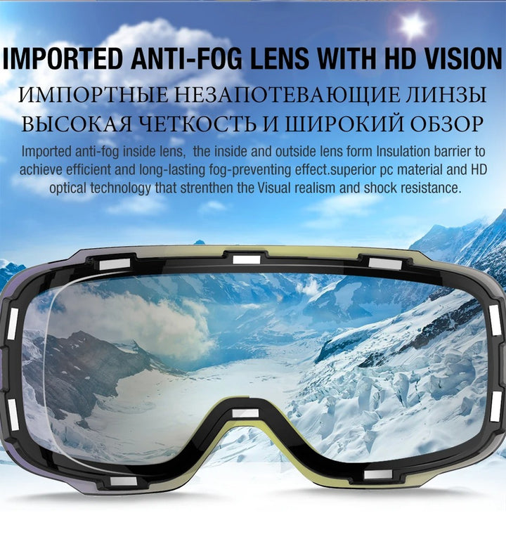 Premium Magnetic Ski Goggles – Quick-Change Lens, UV400 Protection, Anti-Fog, Explosion-Proof, Snowboard Ski Glasses for Men & Women, Includes Case and Yellow Lens