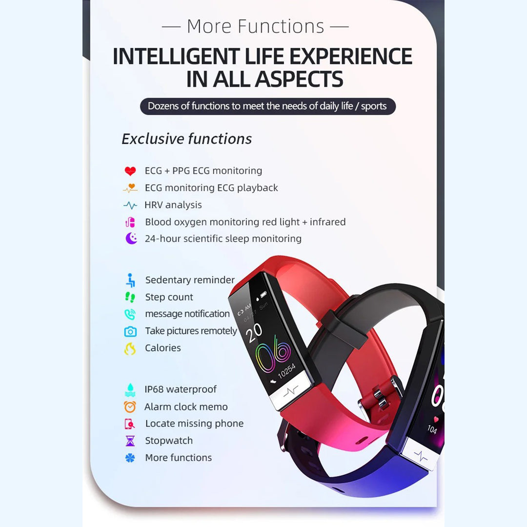 Premium Smart Fitness Tracker – ECG, HRV Analysis, Heart Rate Monitor, IP68 Waterproof Smartwatch for Android & iOS, Accurate Sleep & Fitness Tracking