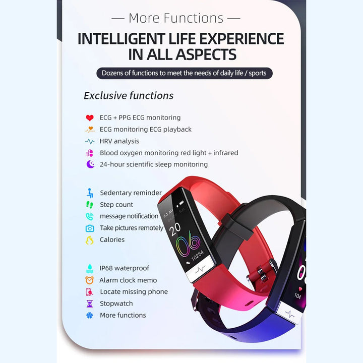 Premium Smart Fitness Tracker – ECG, HRV Analysis, Heart Rate Monitor, IP68 Waterproof Smartwatch for Android & iOS, Accurate Sleep & Fitness Tracking