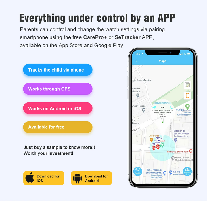 Premium Kids 4G Smart Watch - GPS Tracker, Video Calls, SOS, Waterproof, Camera, Location Monitor