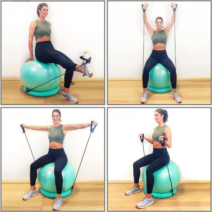 Premium Half Balance Ball – Yoga Balance Trainer for Core Stability & Full Body Workout – Includes Resistance Bands – Home or Gym Use for Core & Leg Toning
