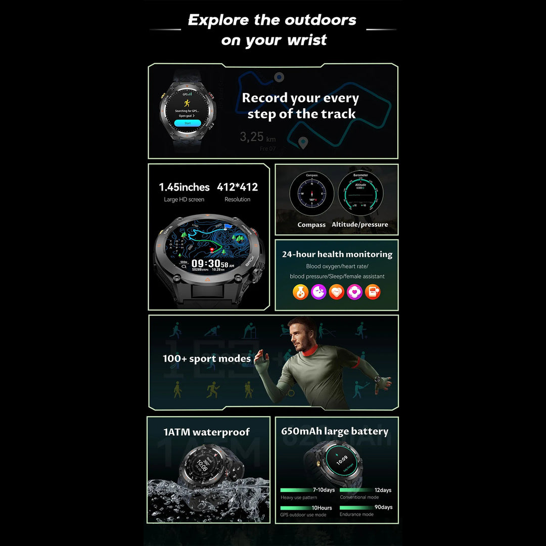 Premium Waterproof Sports Watch for Men and Women – 50M Waterproof, Dual Time, Pedometer, Stopwatch, Alarm, Countdown, Shockproof, EL Backlight, Lightweight Military Clock