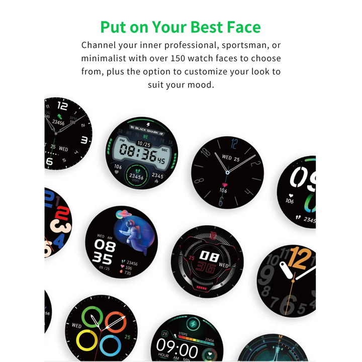 Premium Smartwatch for Men & Women – 1.43" AMOLED Display, GPS, 100+ Sports Modes, 21 Days Battery Life, 5ATM Waterproof, Wireless Charging, AI Voice Assistant, Global Version