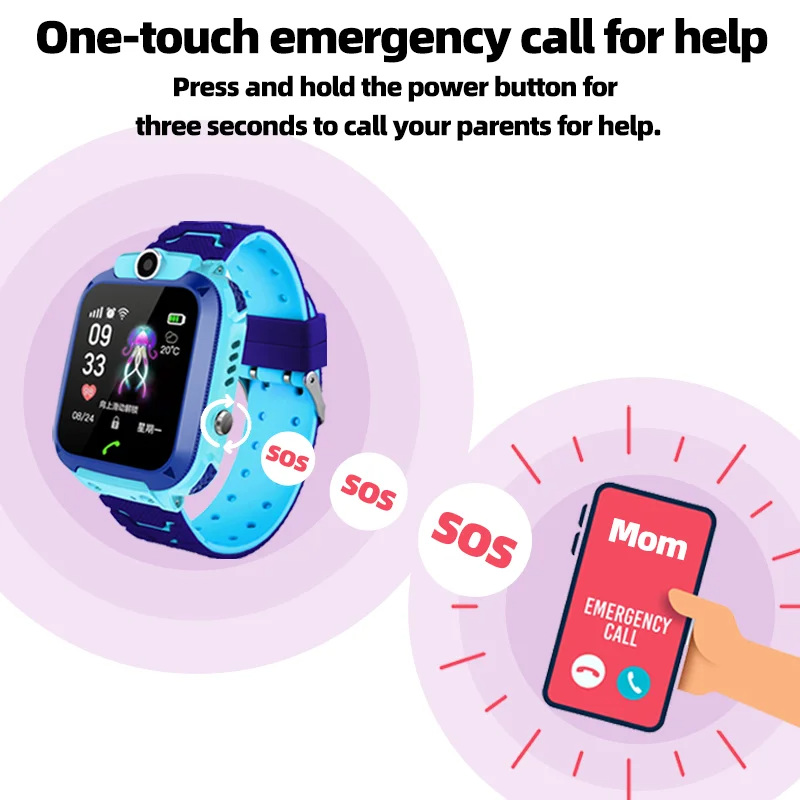 Premium Kids Smart Watch with 2G Call, Waterproof, GPS Tracker, SOS Button, LBS Location, Camera, for Boys & Girls, Compatible with iOS & Android, Gift for Children