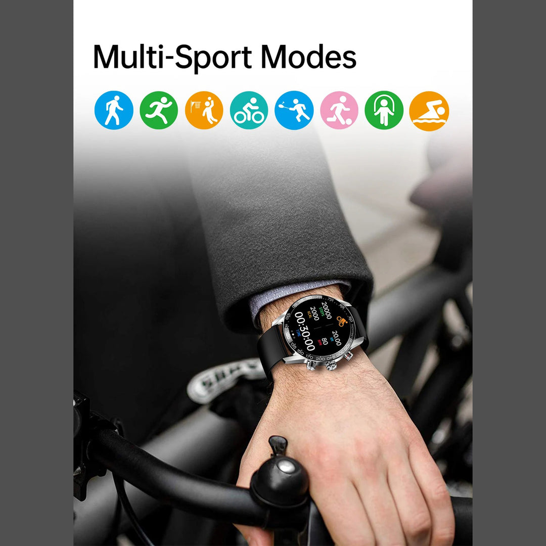 Premium Smartwatch for Men – ECG + PPG, Bluetooth Call, AMOLED Full Touch, NFC, Sports Mode, Waterproof, Heart Rate, Blood Pressure, Sleep Monitoring, Compatible with Android & iOS