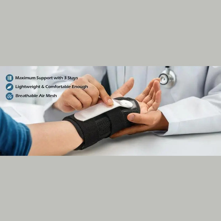 Premium Carpal Tunnel Wrist Brace – Stabilizing Support for Men & Women, Adjustable Hand Support Splint for Sprains, Tendonitis, Pain Relief, Ergonomic Design, Lightweight & Breathable, Ideal Night Immobilizer