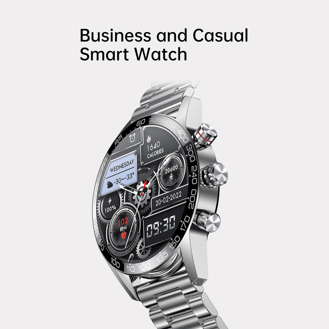 Premium Smartwatch for Men – ECG + PPG, Bluetooth Call, AMOLED Full Touch, NFC, Sports Mode, Waterproof, Heart Rate, Blood Pressure, Sleep Monitoring, Compatible with Android & iOS