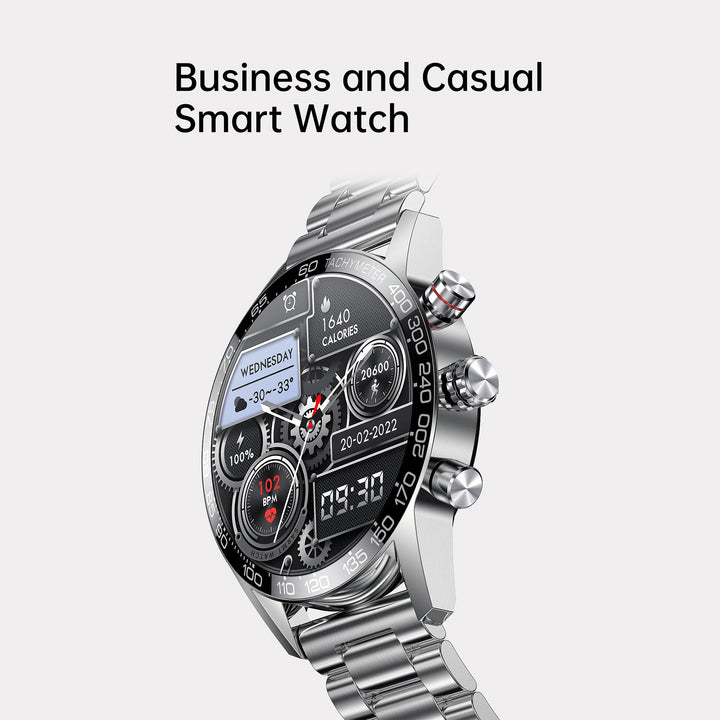Premium Smartwatch for Men – ECG + PPG, Bluetooth Call, AMOLED Full Touch, NFC, Sports Mode, Waterproof, Heart Rate, Blood Pressure, Sleep Monitoring, Compatible with Android & iOS