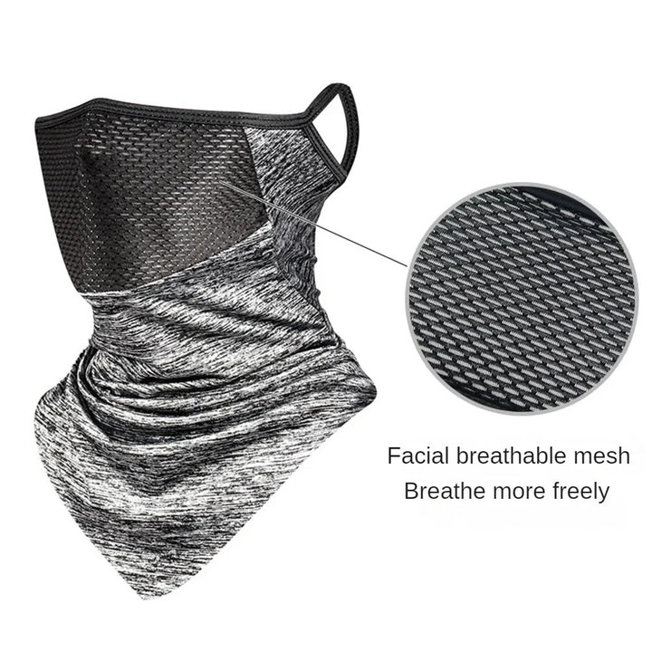Premium Breathable Ear Hanging Mask – Ice Silk Cycling Face Cover, Triangle Headscarf, Nylon Cool Material for Outdoor Sports and Riding Protection