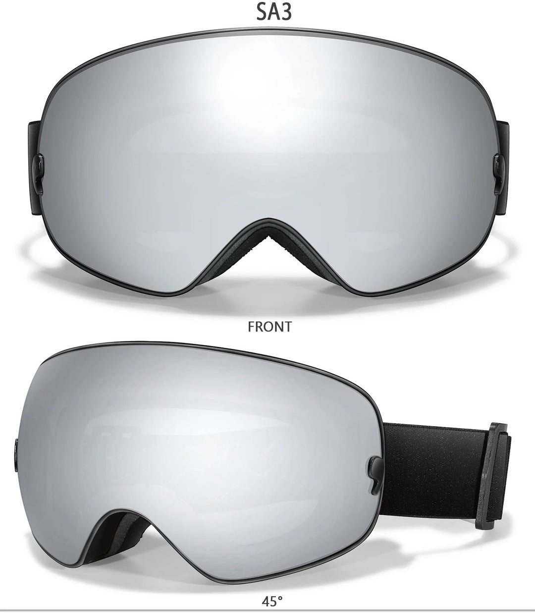 Premium Ski Goggles – Large Comma Spherical Design, Double-Layer Anti-Fog Lens, Winter Cycling & Sled Sports Glasses, Wide Field of View, Suitable for Myopia