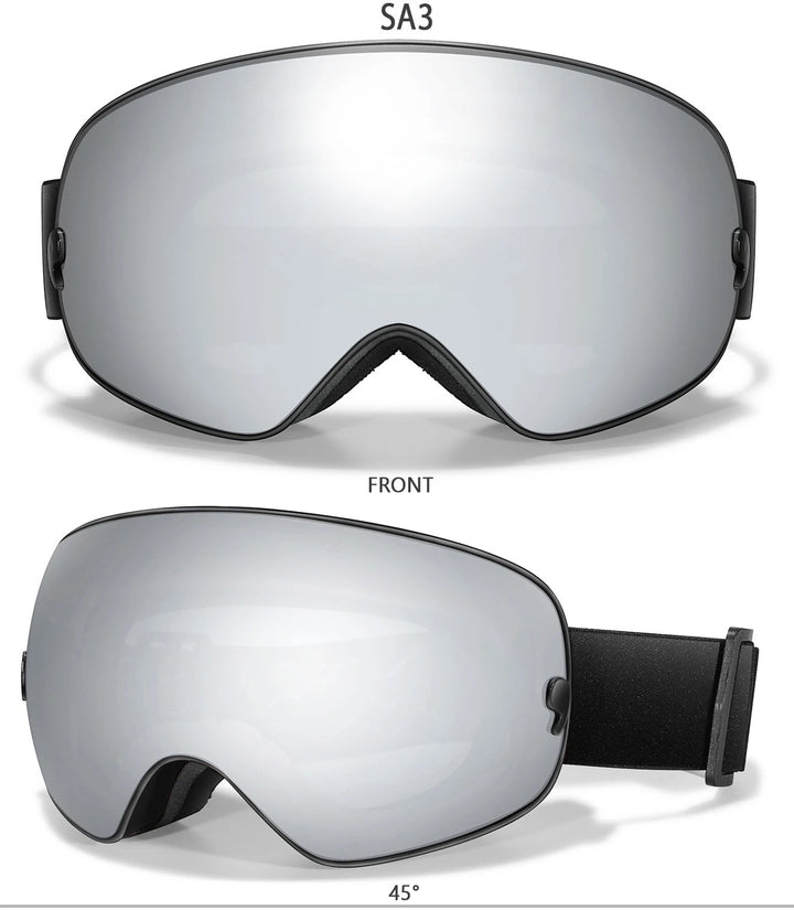 Premium Ski Goggles – Large Comma Spherical Design, Double-Layer Anti-Fog Lens, Winter Cycling & Sled Sports Glasses, Wide Field of View, Suitable for Myopia