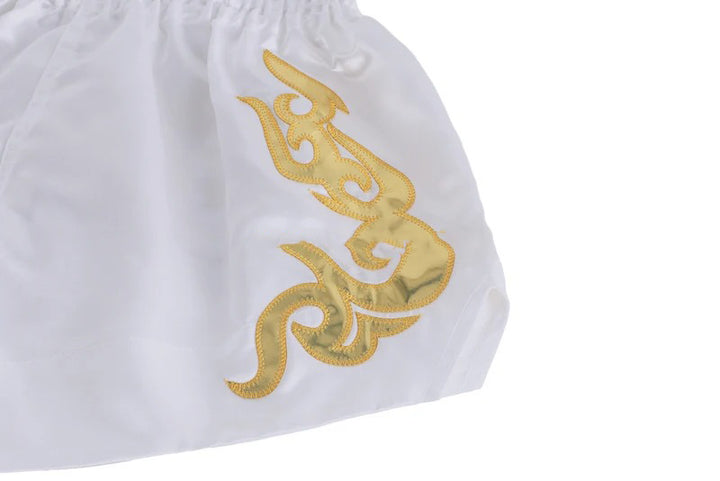 Premium Muay Thai Shorts 2024 – Unisex Boxing & Kickboxing Training Pants with Embroidery, Wide-Leg Design for Men, Women, Kids – Breathable Satin Polyester, Ideal for MMA, Sanda Martial Arts, Gym Workout Gear