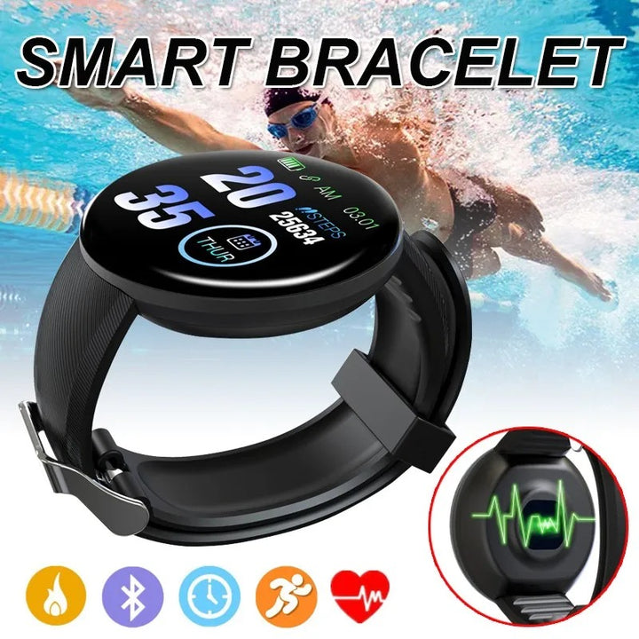 Premium D18 Smart Watch - Waterproof Fitness Tracker with Heart Rate, Blood Pressure, Oxygen Monitor, Call & Message Notifications, Compatible with Android & iOS