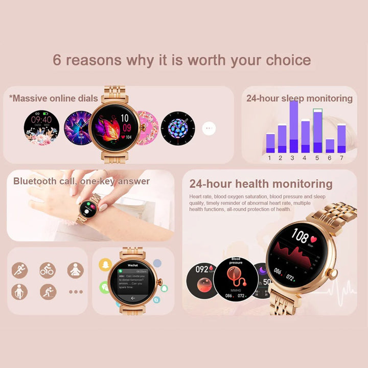 Premium Luxury Women's Smartwatch – Heart Rate, Blood Oxygen, Sleep Monitoring, Bluetooth Call, Diamond Bracelet, 1.32" HD Display, IP67 Waterproof, Fitness Tracker, Multi-Sport Modes