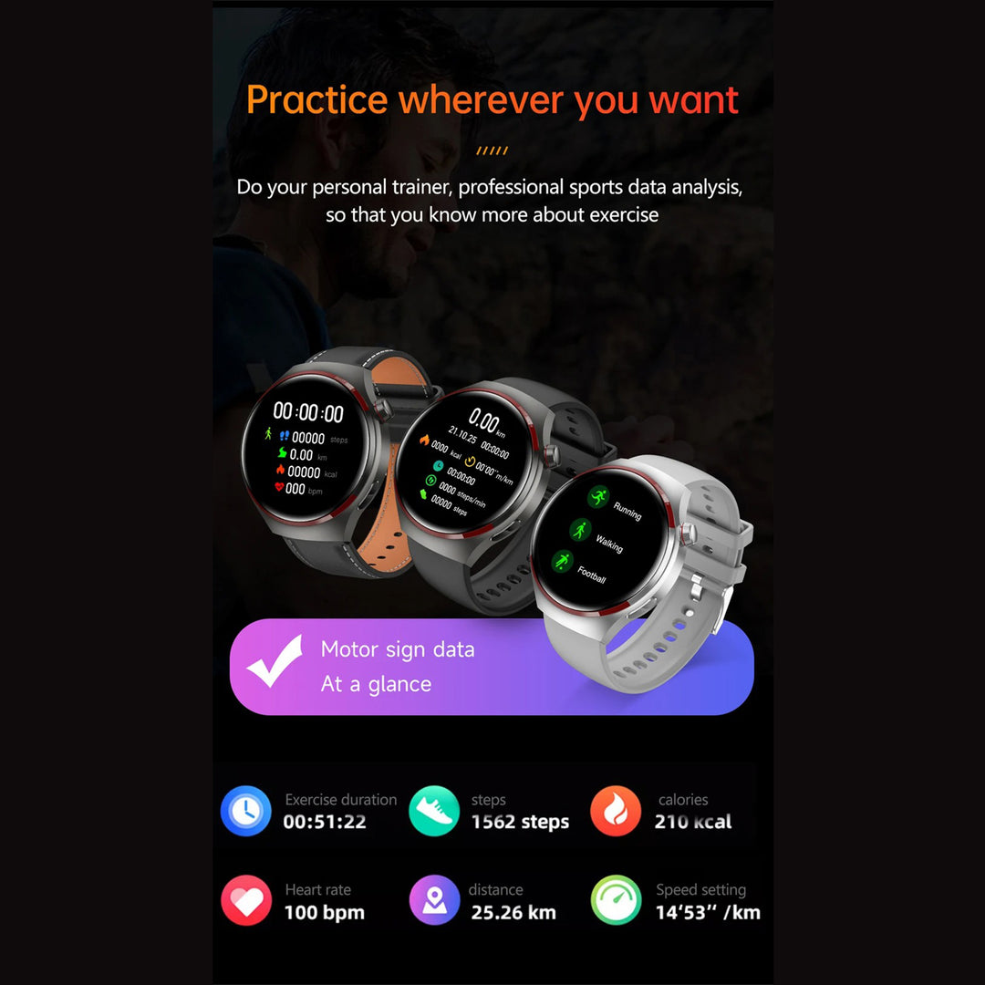 Premium Smartwatch for Men – 1.53'' AMOLED HD Screen, GPS, NFC, Bluetooth Calling, IP68 Waterproof, Heart Rate & Blood Pressure Monitoring, AI Voice Assistant, Sports & Fitness Tracker, 2024