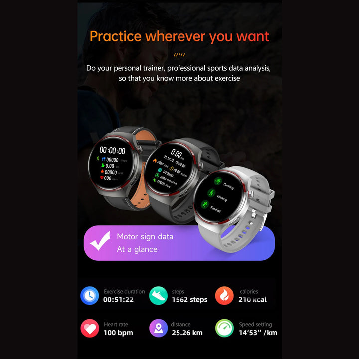 Premium Smartwatch for Men – 1.53'' AMOLED HD Screen, GPS, NFC, Bluetooth Calling, IP68 Waterproof, Heart Rate & Blood Pressure Monitoring, AI Voice Assistant, Sports & Fitness Tracker, 2024