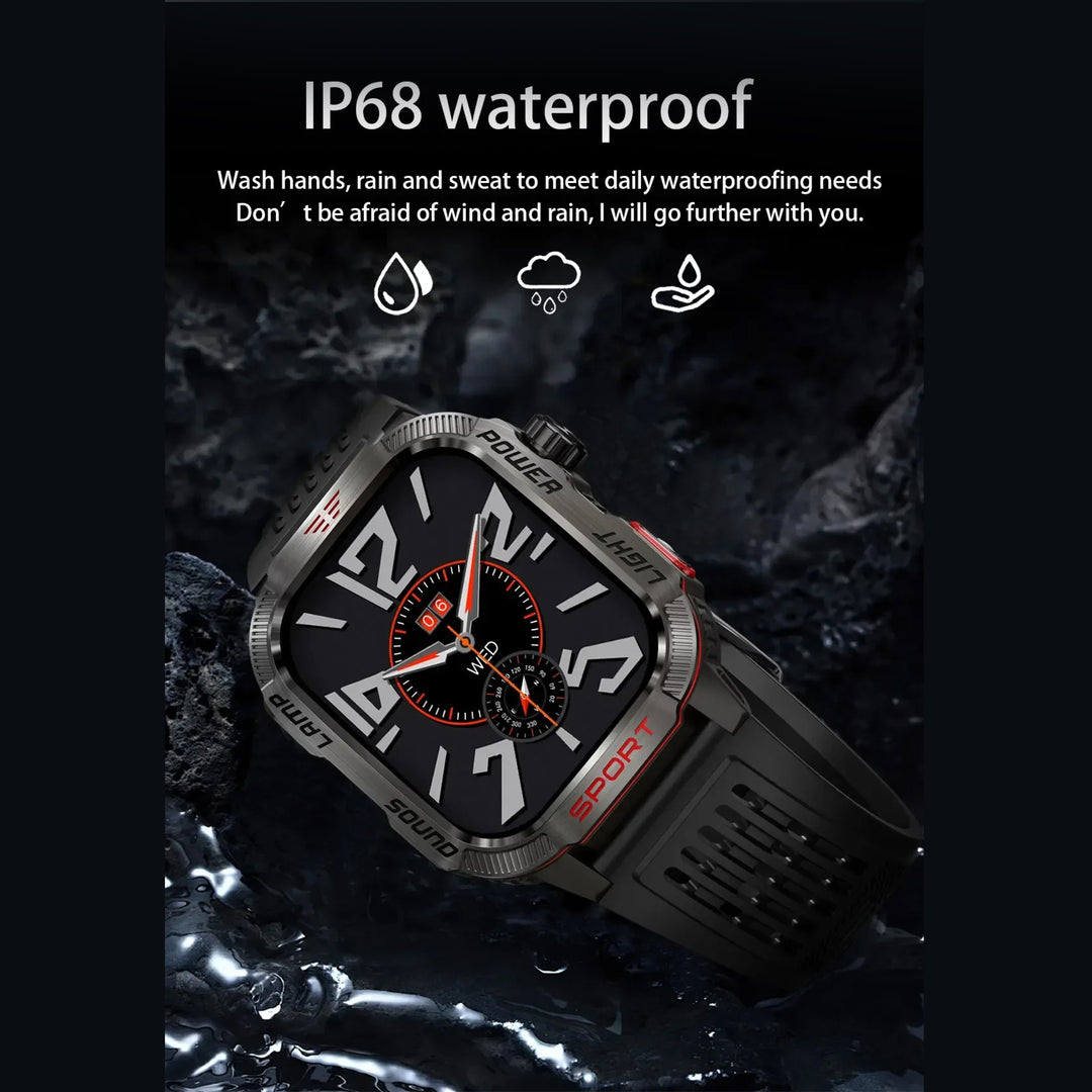 Premium GPS Smartwatch for Men – 2.01" HD Display, Waterproof, Bluetooth Calling, Compass, Flashlight, Fitness Tracker, 600mAh Battery, Outdoor Sport Mode