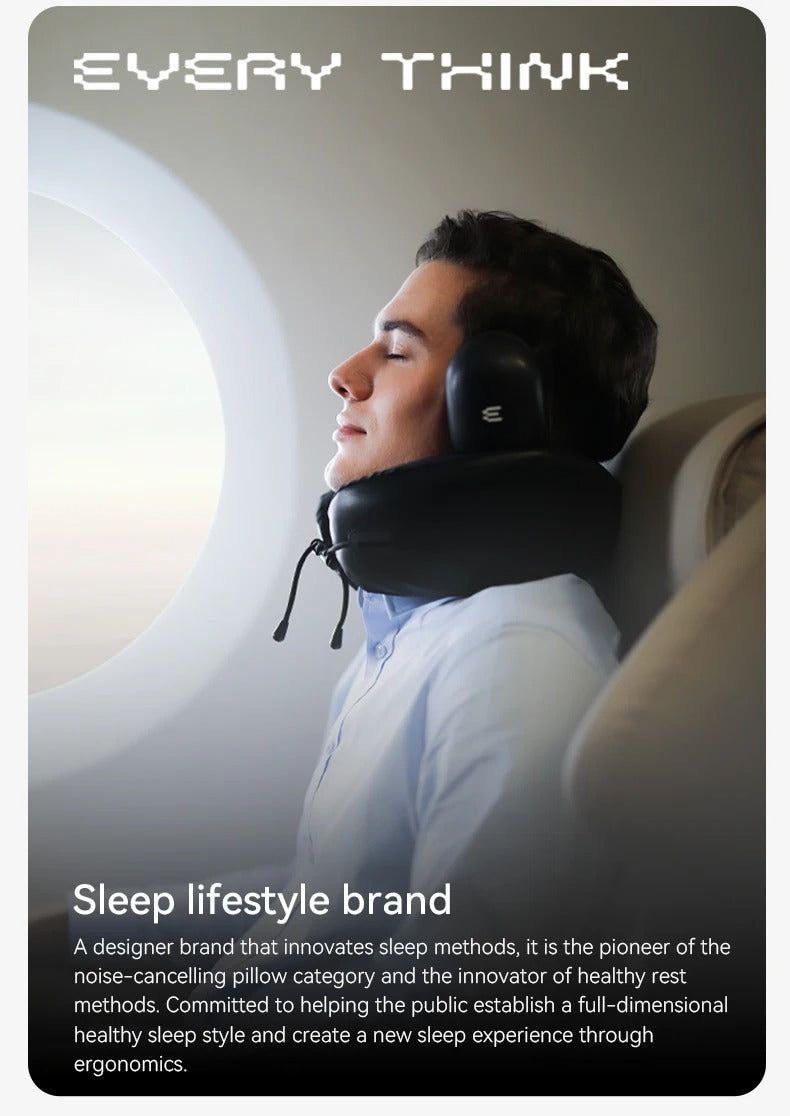 Premium U-Shaped Travel Neck Pillow – Noise Cancelling Memory Foam – Breathable Skin-Friendly Fabric – Detachable Earmuffs for Enhanced Comfort – Portable & Supportive for Travel, Office, and Home