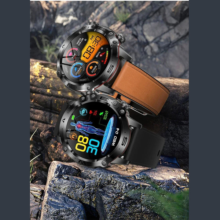 Premium Smartwatch with 1.43" AMOLED Display – Voice Calling, 100 Sports Modes, Military Grade Toughness, Waterproof, 7-Day Battery, Bluetooth, Custom Watch Faces