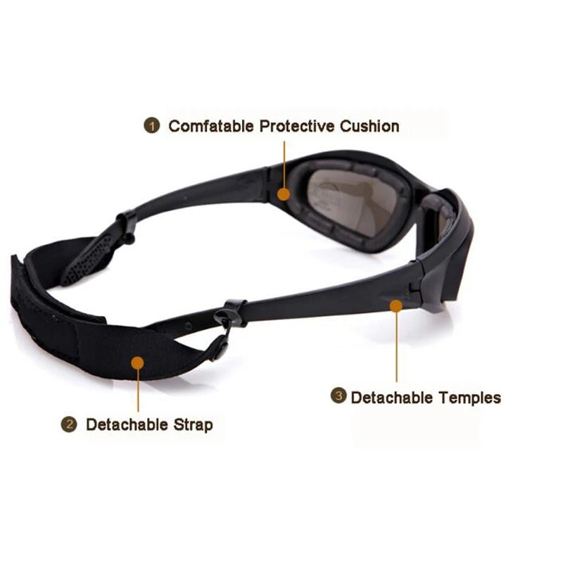 Premium Tactical Polarized Sport Glasses – UV Protection, Anti-Glare, 4 Lens Options for Shooting, Airsoft, Hunting, Hiking & Safety Eyewear