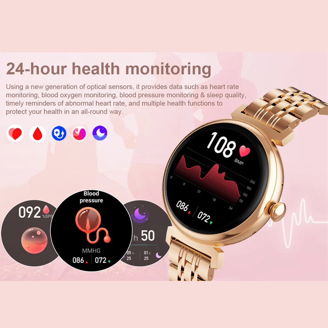 Premium Luxury Women's Smartwatch – Heart Rate, Blood Oxygen, Sleep Monitoring, Bluetooth Call, Diamond Bracelet, 1.32" HD Display, IP67 Waterproof, Fitness Tracker, Multi-Sport Modes