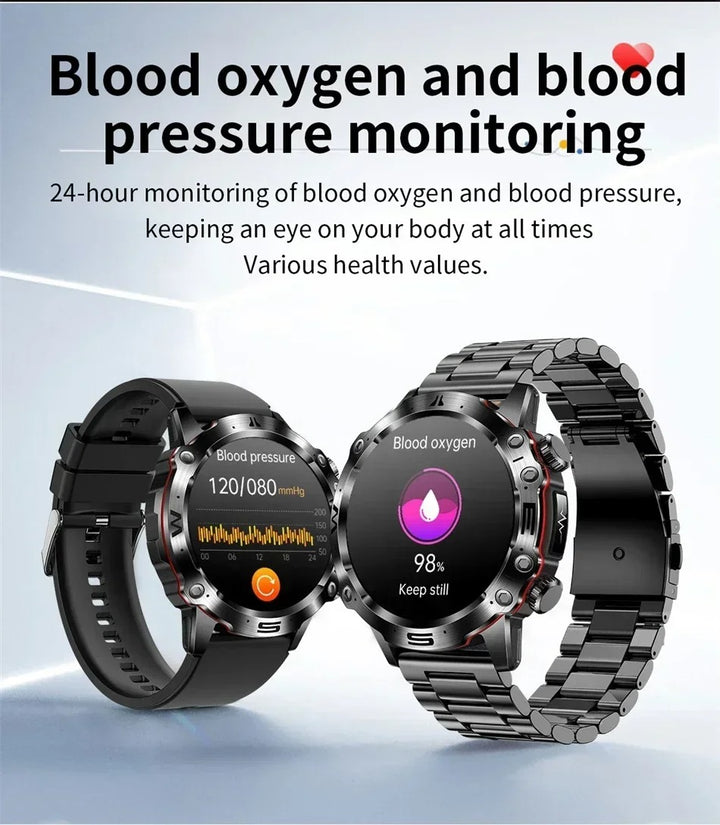 Premium Smartwatch with 1.43" AMOLED Display – Voice Calling, 100 Sports Modes, Military Grade Toughness, Waterproof, 7-Day Battery, Bluetooth, Custom Watch Faces