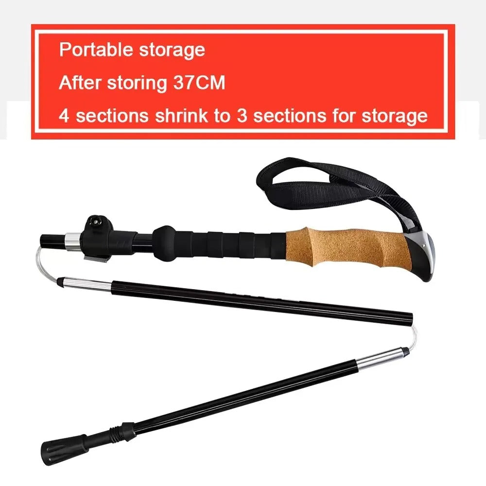 Premium Ultralight Folding Trekking Pole – Adjustable Telescopic Walking Stick, Aviation-Grade Aluminum Alloy, EVA Anti-Slip Handle, Portable for Hiking, Camping, and Outdoor Adventures