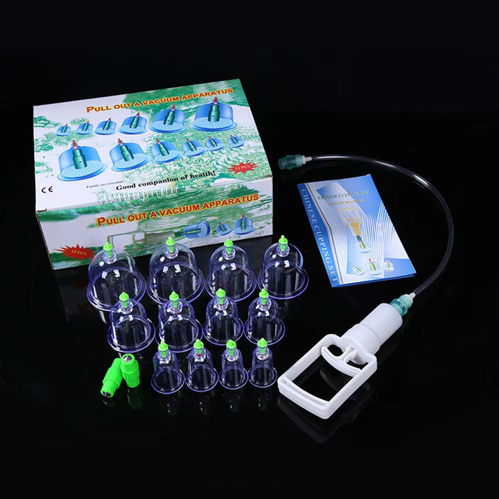 Premium Cupping Therapy Set – Vacuum Suction Cups for Massage, Anti-Cellulite, and Physiotherapy, Relieves Back, Neck, and Leg Pain, Improves Blood Flow, and Encourages Relaxation, Easy-to-Use with Pistol Grip Pump
