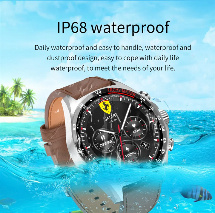 Premium Outdoor Sports GPS Smart Watch for Men – Bluetooth Call, HD AMOLED Screen, Health Monitoring, Compass, IP68 Waterproof, Multi-Sport Mode, Sleep & Blood Oxygen Monitoring, Music Control