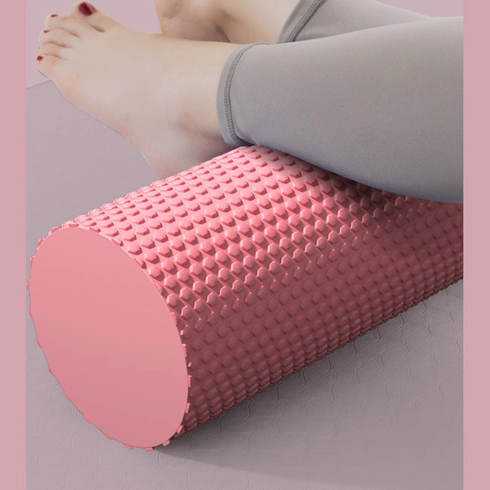 Premium EVA Foam Yoga Roller for Pilates & Home Workouts, 9.5cm Diameter, 29.7cm Length, Enhanced Hexagonal Design for Effective Muscle Recovery and Flexibility