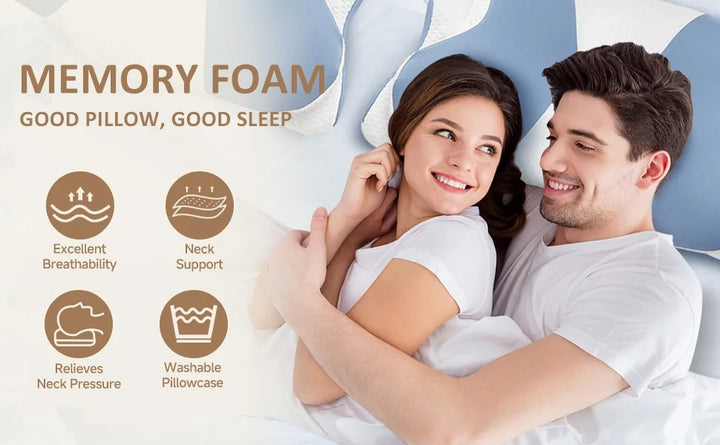 Premium Memory Foam Cervical Pillow – 2-in-1 Ergonomic Contour Neck Pillow for Pain Relief – Orthopedic Support Pillow for Neck and Spine Alignment