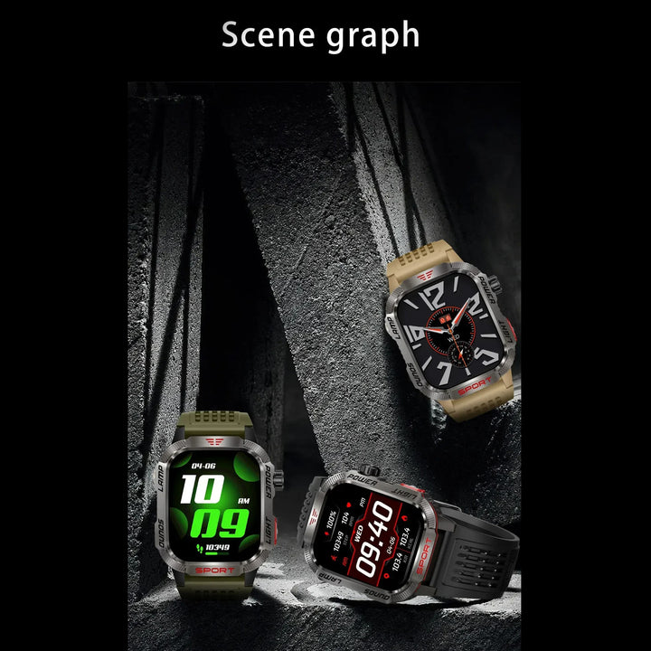 Premium GPS Smartwatch for Men – 2.01" HD Display, Waterproof, Bluetooth Calling, Compass, Flashlight, Fitness Tracker, 600mAh Battery, Outdoor Sport Mode