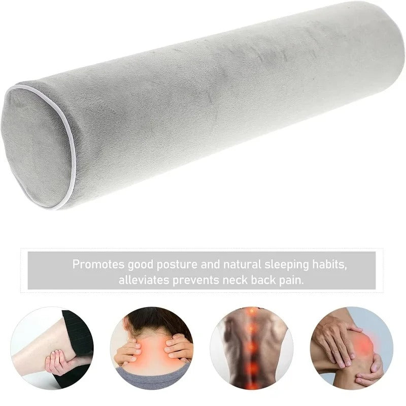 Premium Memory Foam Roll Pillow – Therapeutic Neck, Knee, & Leg Support – Cylinder Bolster for Sleeping, Back & Side Sleepers – Pain Relief, Spinal Alignment, Removable Cooling Cover – Ergonomic & Durable