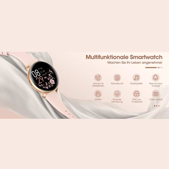 Premium Smartwatch for Women – Wireless Call/Dial, 19 Sports Modes, Sleep Monitoring, Music Player, Pedometer, Female Functions, Perfect Birthday Gift