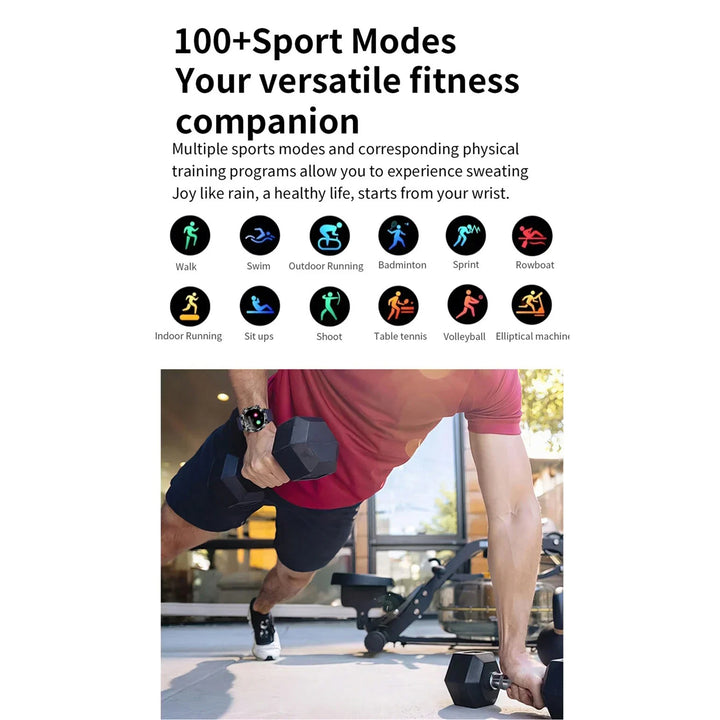 Premium Smartwatch with 1.43" AMOLED Display – Voice Calling, 100 Sports Modes, Military Grade Toughness, Waterproof, 7-Day Battery, Bluetooth, Custom Watch Faces