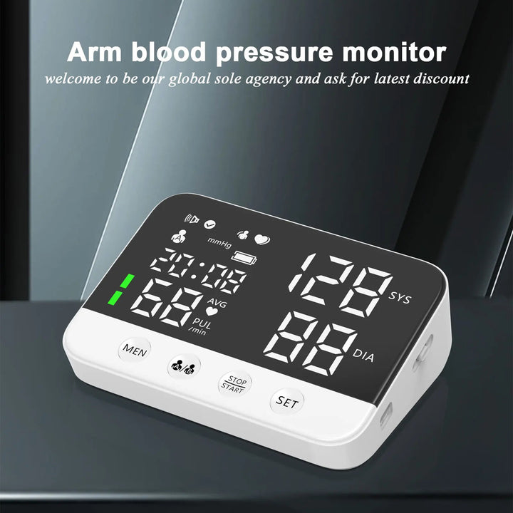 Premium Digital Upper Arm Blood Pressure Monitor – Accurate Sphygmomanometer, Full Automatic Pressurization & Decompression, LED Display, Medical BP Monitoring, 120 Set Memory, Lithium Battery Powered