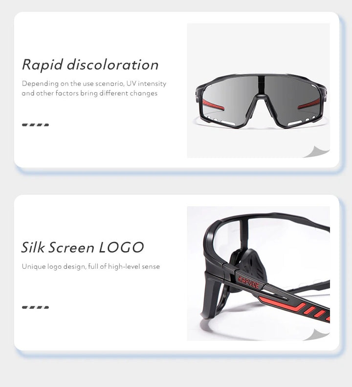 Premium Photochromic Cycling Sunglasses for Men & Women – UV400 Protection, Adjustable Lenses, Sports Eyewear for Running, MTB, Bike, Road Cycling & Driving