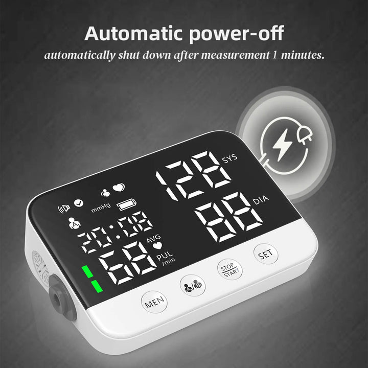 Premium Digital Upper Arm Blood Pressure Monitor – Accurate Sphygmomanometer, Full Automatic Pressurization & Decompression, LED Display, Medical BP Monitoring, 120 Set Memory, Lithium Battery Powered
