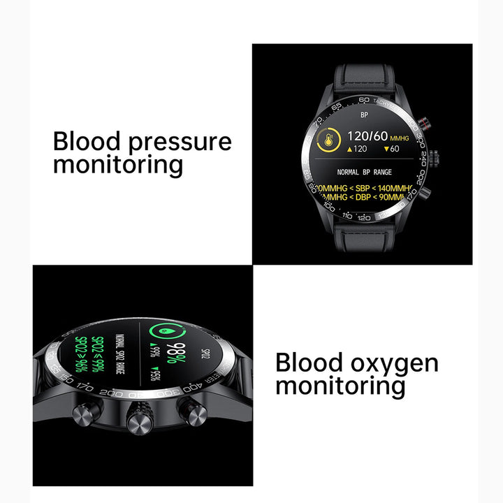 Premium Smartwatch for Men – ECG + PPG, Bluetooth Call, AMOLED Full Touch, NFC, Sports Mode, Waterproof, Heart Rate, Blood Pressure, Sleep Monitoring, Compatible with Android & iOS
