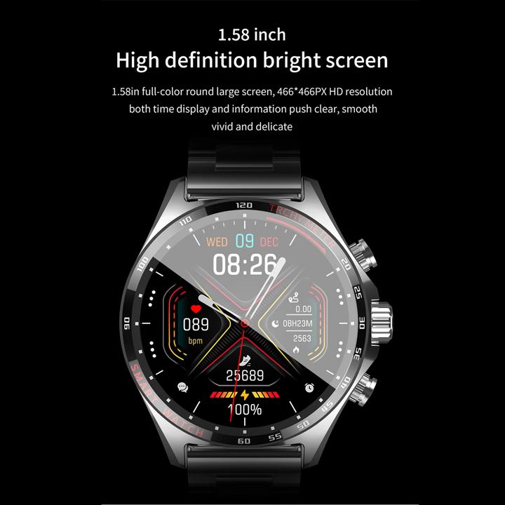 Premium Outdoor Sports GPS Smart Watch for Men – Bluetooth Call, HD AMOLED Screen, Health Monitoring, Compass, IP68 Waterproof, Multi-Sport Mode, Sleep & Blood Oxygen Monitoring, Music Control